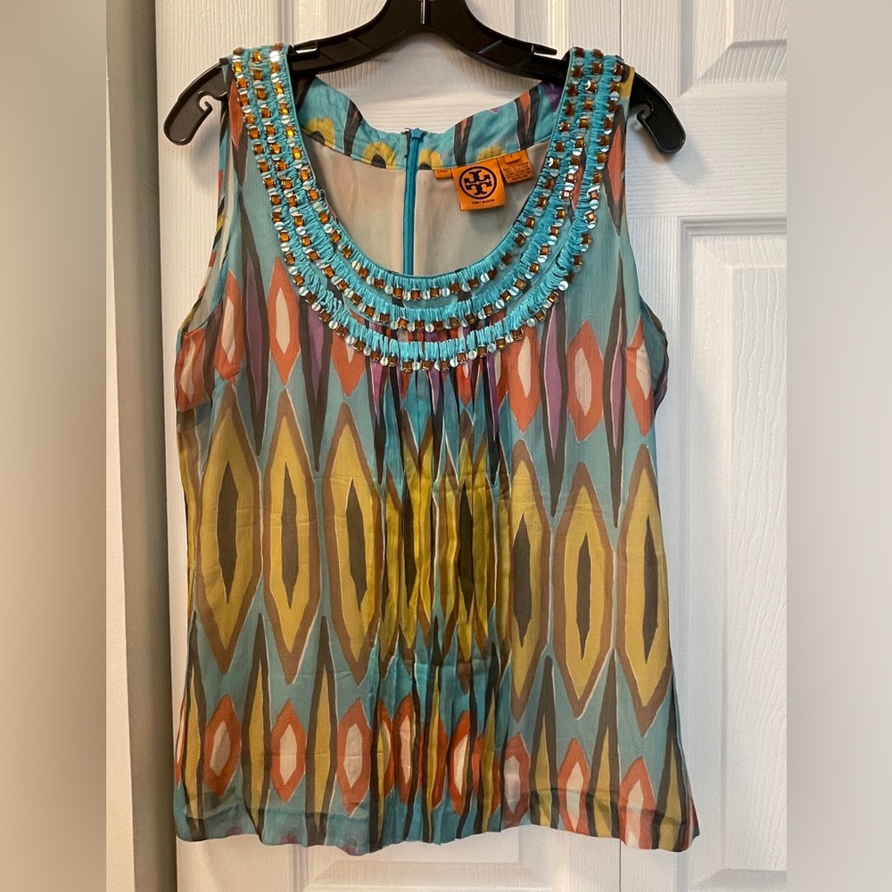 Tory Burch IKAT Multicolor Silk Sleeveless Tank Top